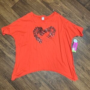 Zumba Fitness Vibrant Orange Zebra Heart Tee